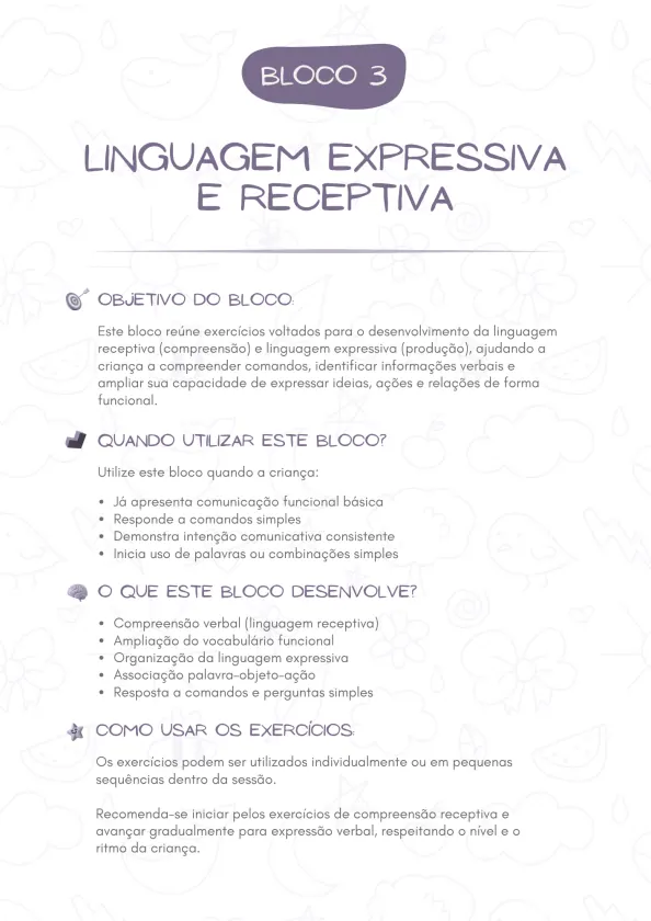 Capa do Bloco 3 — Linguagem Expressiva e Receptiva