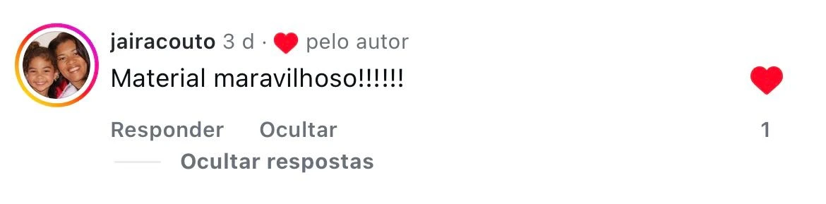 Feedback de Jaira sobre o material